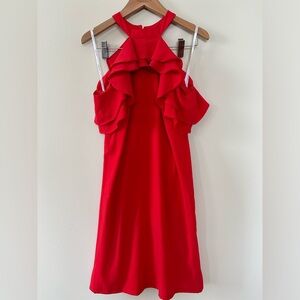 Red Ruffled Halter Dress